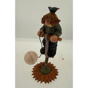 Williraye Studio Boy Riding Spring Flower Figurine Whimsical Folk Art 1998